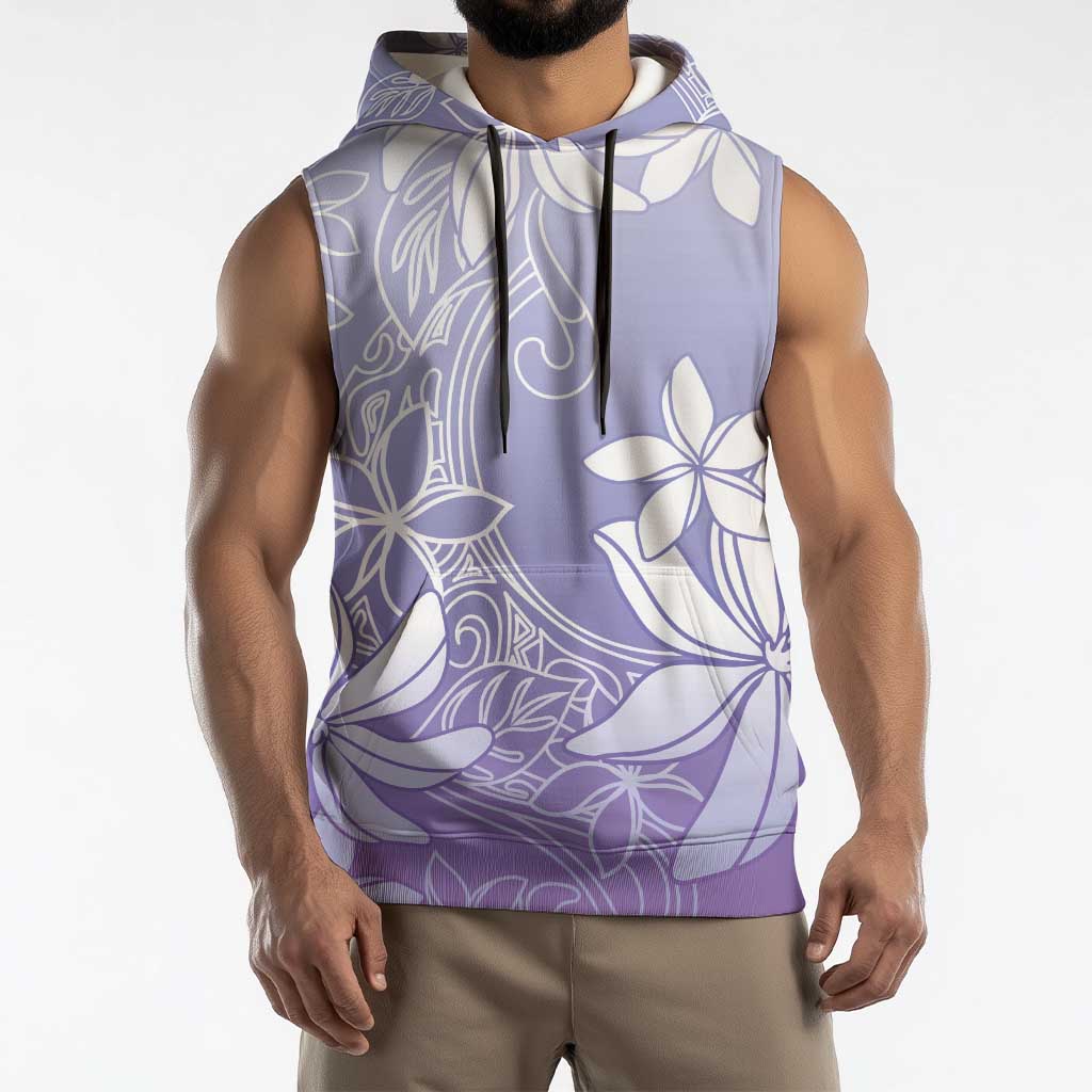 Tiare Tahiti Sleeveless Hoodie Purple Polynesia Motifs LT05 - Polynesian Pride