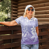 Tiare Tahiti Women Polo Shirt Purple Polynesia Motifs - Polynesian Pride
