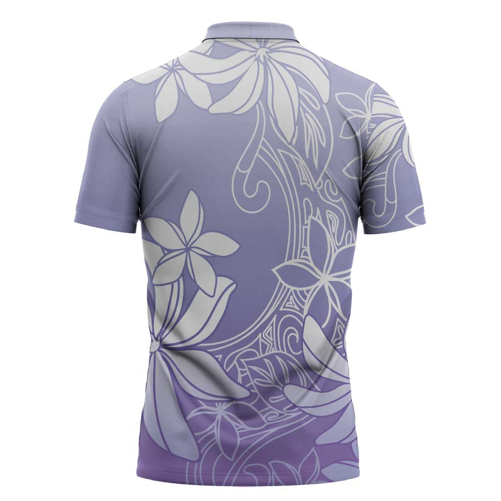 Tiare Tahiti Zipper Polo Shirt Purple Polynesia Motifs - Polynesian Pride