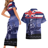 Hawaii Pearl Harbor Remembrance Day Couples Matching Short Sleeve Bodycon Dress and Hawaiian Shirt Flag Style LT05 - Polynesian Pride