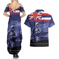 Hawaii Pearl Harbor Remembrance Day Couples Matching Summer Maxi Dress and Hawaiian Shirt Flag Style