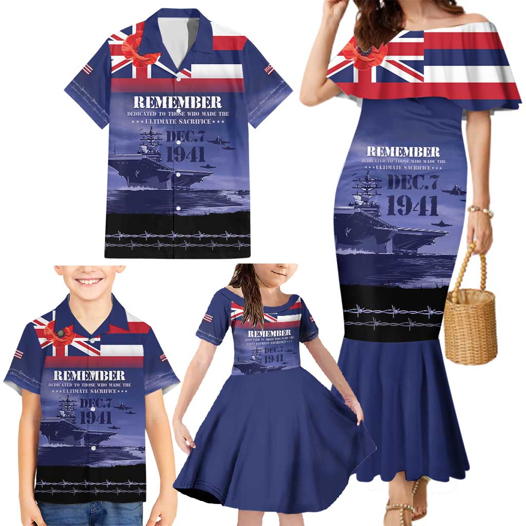 Hawaii Pearl Harbor Remembrance Day Family Matching Mermaid Dress and Hawaiian Shirt Flag Style LT05 - Polynesian Pride