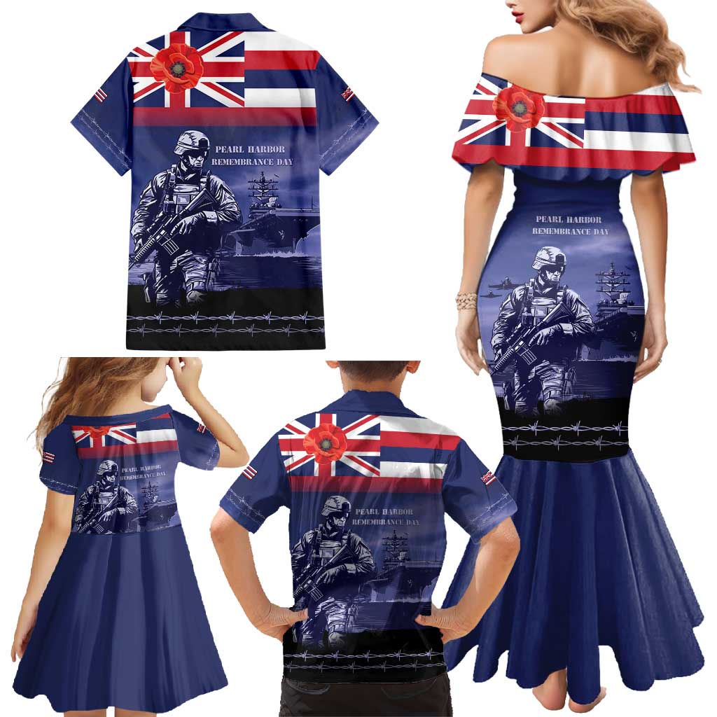 Hawaii Pearl Harbor Remembrance Day Family Matching Mermaid Dress and Hawaiian Shirt Flag Style LT05 - Polynesian Pride