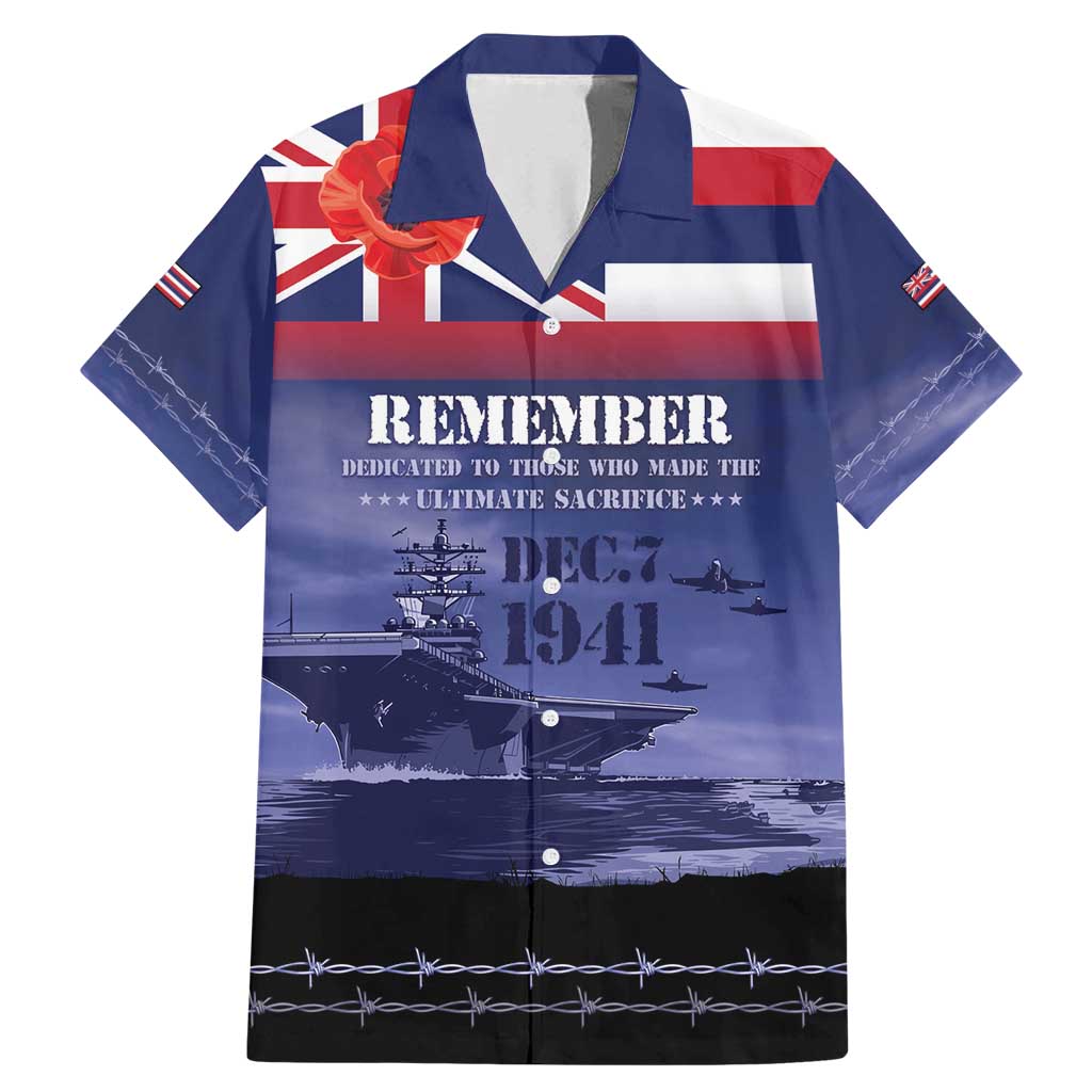 Hawaii Pearl Harbor Remembrance Day Family Matching Mermaid Dress and Hawaiian Shirt Flag Style LT05 Dad's Shirt - Short Sleeve Blue - Polynesian Pride