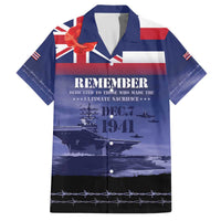 Hawaii Pearl Harbor Remembrance Day Family Matching Off The Shoulder Long Sleeve Dress and Hawaiian Shirt Flag Style LT05 Dad's Shirt - Short Sleeve Blue - Polynesian Pride