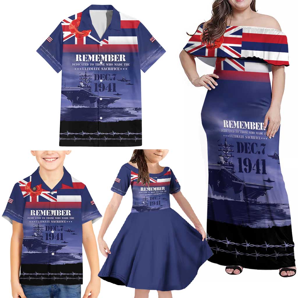 Hawaii Pearl Harbor Remembrance Day Family Matching Off Shoulder Maxi Dress and Hawaiian Shirt Flag Style LT05 - Polynesian Pride