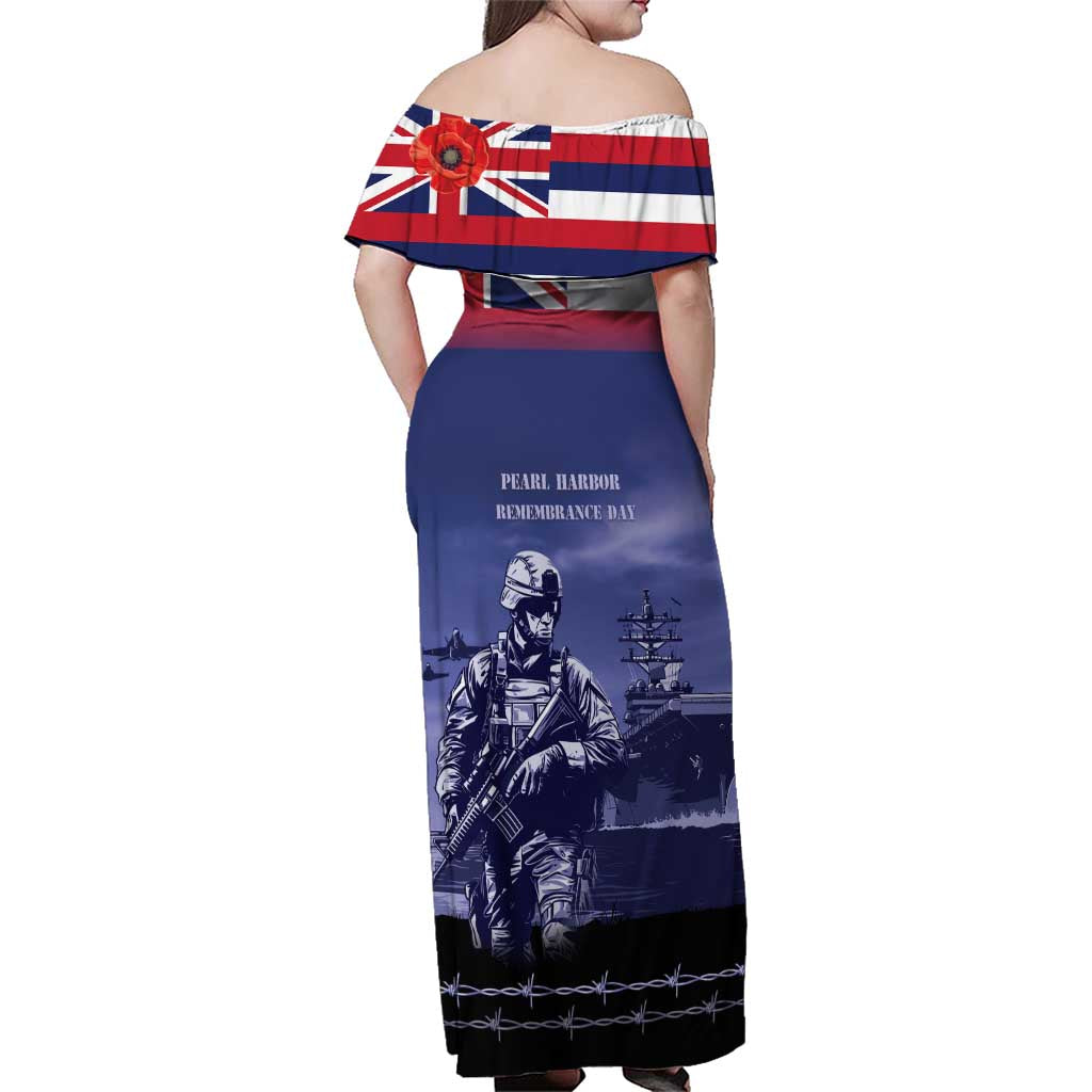 Hawaii Pearl Harbor Remembrance Day Family Matching Off Shoulder Maxi Dress and Hawaiian Shirt Flag Style LT05 - Polynesian Pride