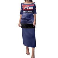 Hawaii Pearl Harbor Remembrance Day Family Matching Puletasi and Hawaiian Shirt Flag Style LT05 Mom's Dress Blue - Polynesian Pride