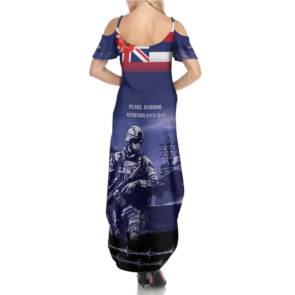 Hawaii Pearl Harbor Remembrance Day Family Matching Summer Maxi Dress and Hawaiian Shirt Flag Style