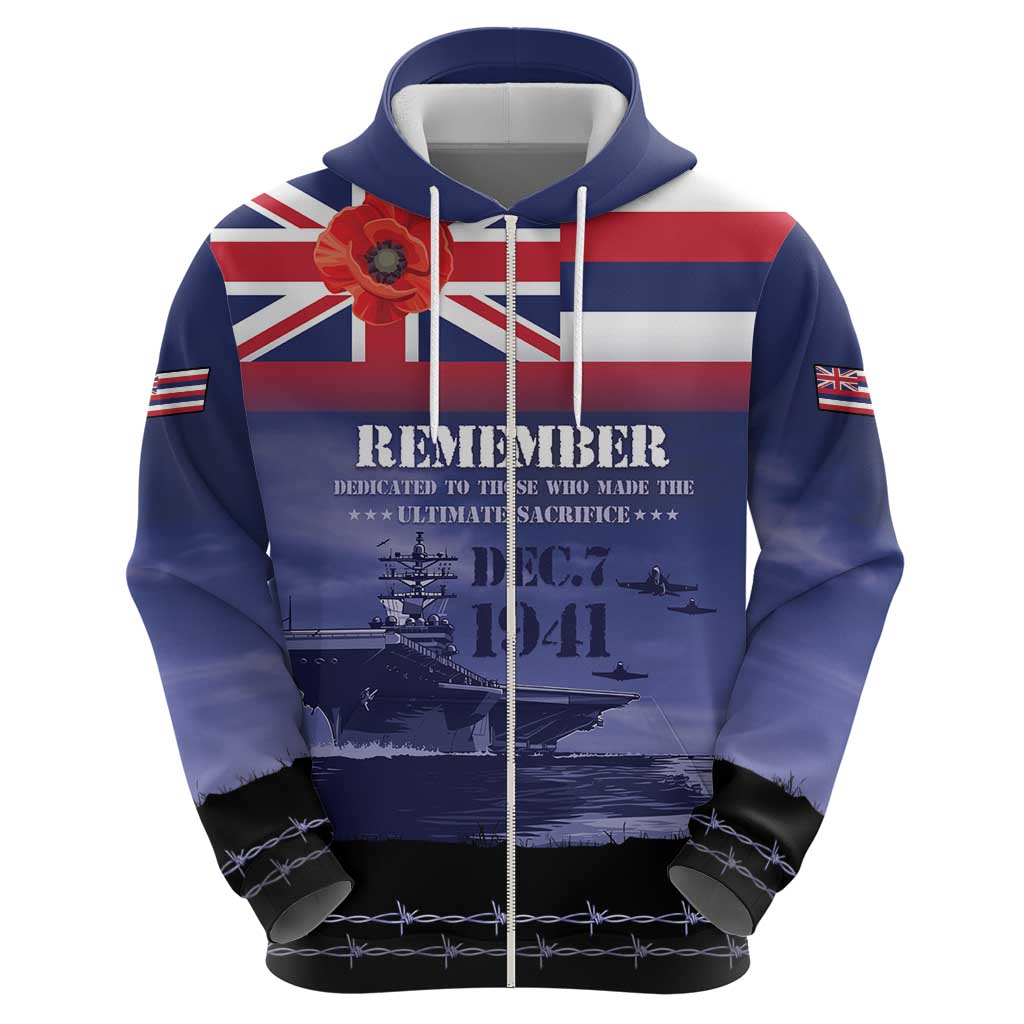 Hawaii Pearl Harbor Remembrance Day Zip Hoodie Flag Style LT05 - Polynesian Pride
