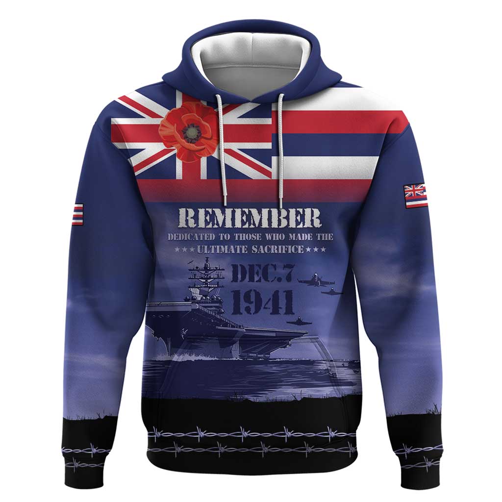 Hawaii Pearl Harbor Remembrance Day Zip Hoodie Flag Style LT05 Pullover Hoodie Blue - Polynesian Pride