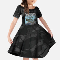 Personalized Pearl Harbor Remembrance Day Family Matching Off The Shoulder Long Sleeve Dress and Hawaiian Shirt We Will Always Remember LT05 Daughter's Dress Black - Polynesian Pride