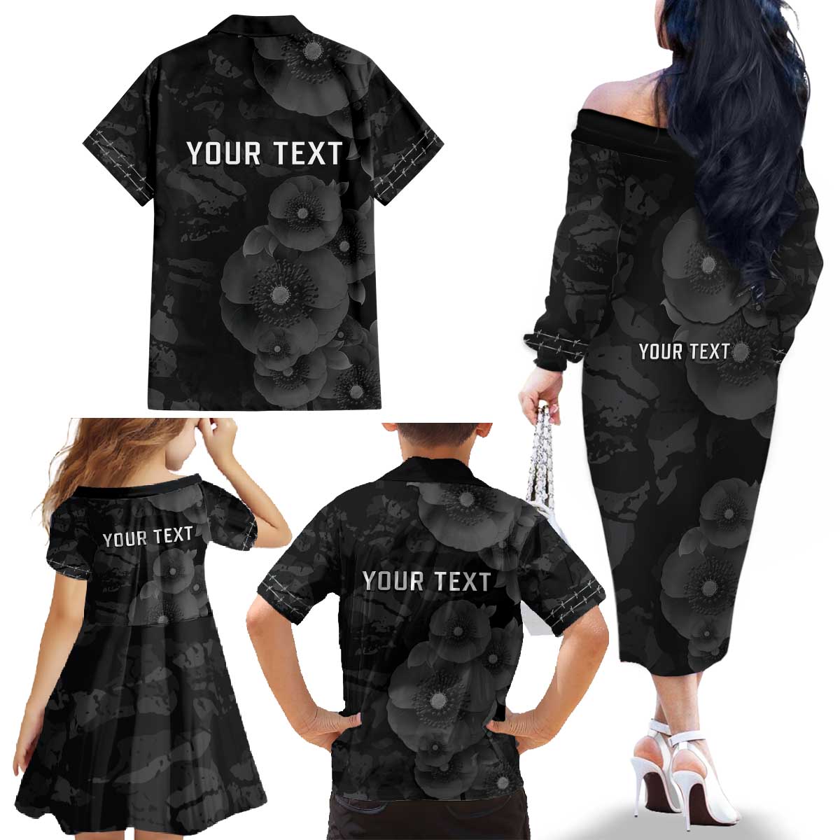 Personalized Pearl Harbor Remembrance Day Family Matching Off The Shoulder Long Sleeve Dress and Hawaiian Shirt We Will Always Remember LT05 - Polynesian Pride