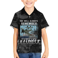 Personalized Pearl Harbor Remembrance Day Family Matching Off The Shoulder Long Sleeve Dress and Hawaiian Shirt We Will Always Remember LT05 Son's Shirt Black - Polynesian Pride