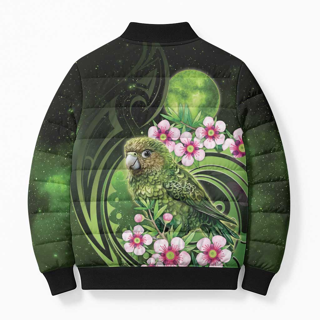 New Zealand Aotearoa Kakapo Bomber Puffer Jacket Maori Pattern With Manuka Galaxy Style - Polynesian Pride
