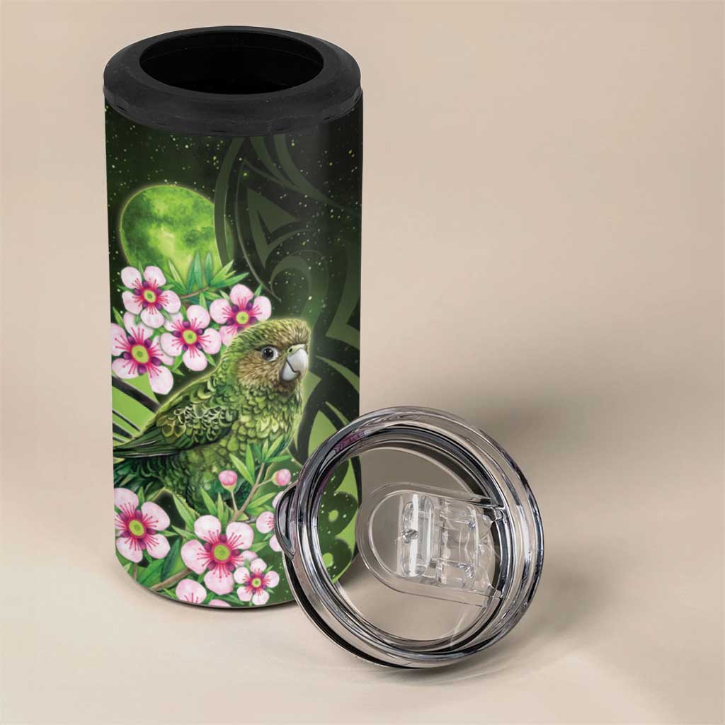 New Zealand Aotearoa Kakapo 4 in 1 Can Cooler Tumbler Maori Pattern With Manuka Galaxy Style LT05 - Polynesian Pride