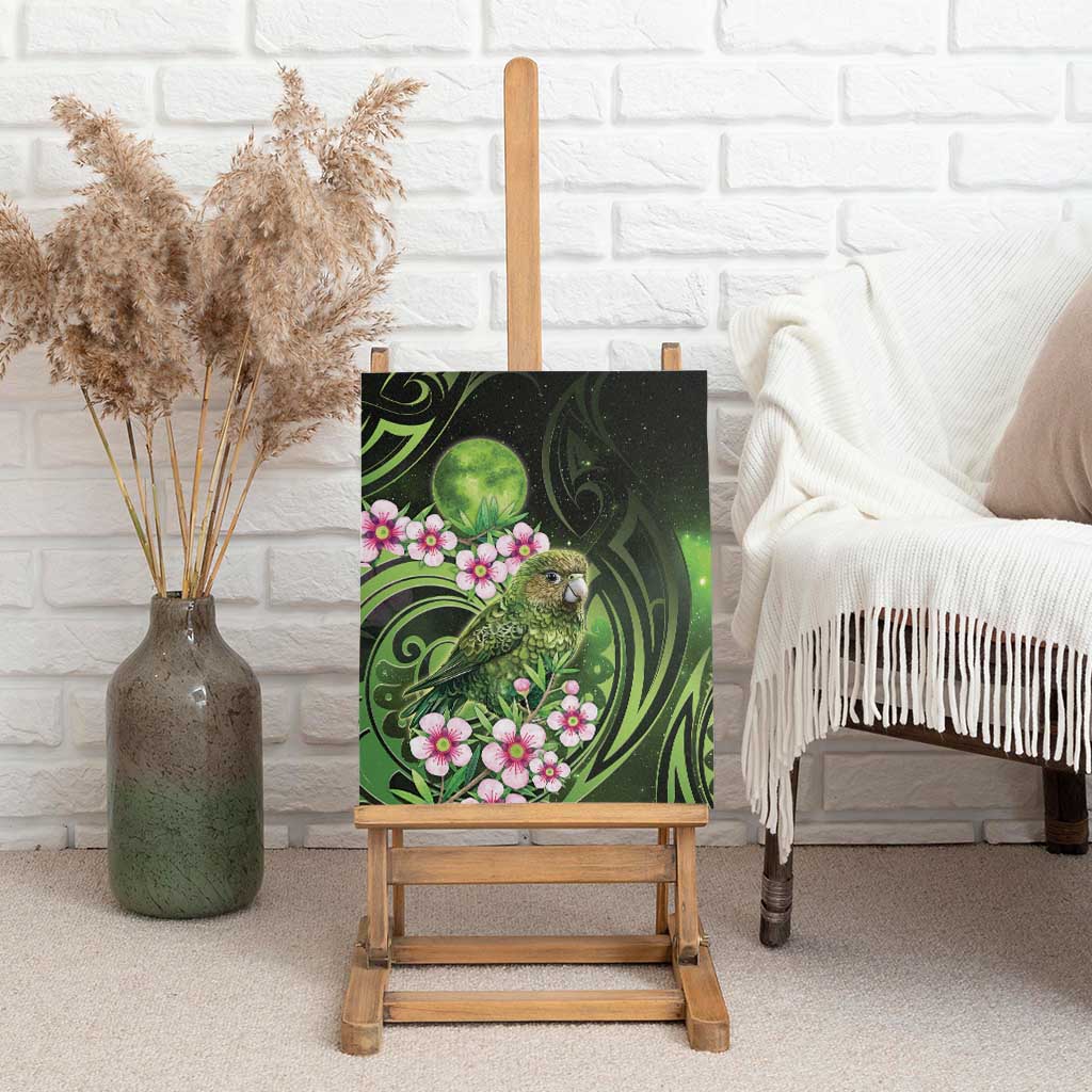 New Zealand Aotearoa Kakapo Canvas Wall Art Maori Pattern With Manuka Galaxy Style - Polynesian Pride