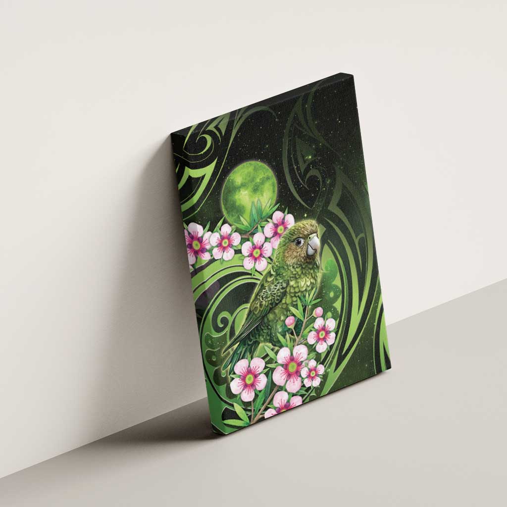 New Zealand Aotearoa Kakapo Canvas Wall Art Maori Pattern With Manuka Galaxy Style - Polynesian Pride
