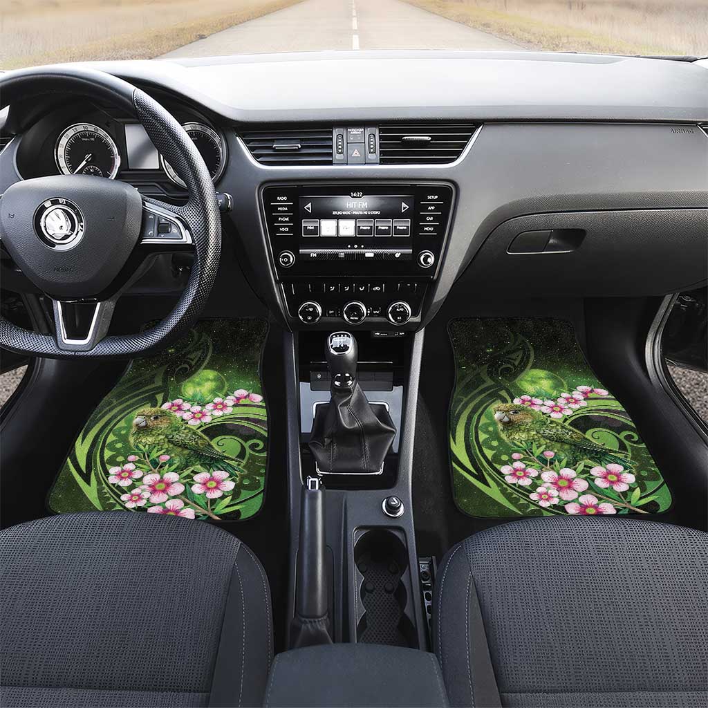 New Zealand Aotearoa Kakapo Car Mats Maori Pattern With Manuka Galaxy Style - Polynesian Pride