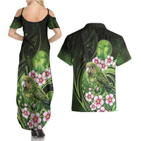 New Zealand Aotearoa Kakapo Couples Matching Summer Maxi Dress and Hawaiian Shirt Maori Pattern With Manuka Galaxy Style LT05 - Polynesian Pride