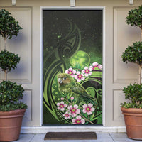 New Zealand Aotearoa Kakapo Door Cover Maori Pattern With Manuka Galaxy Style LT05 Green - Polynesian Pride