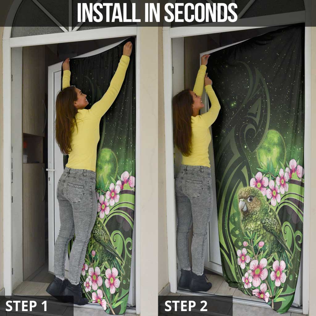 New Zealand Aotearoa Kakapo Door Cover Maori Pattern With Manuka Galaxy Style LT05 - Polynesian Pride