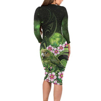 New Zealand Aotearoa Kakapo Family Matching Long Sleeve Bodycon Dress and Hawaiian Shirt Maori Pattern With Manuka Galaxy Style LT05 - Polynesian Pride