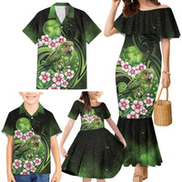 New Zealand Aotearoa Kakapo Family Matching Mermaid Dress and Hawaiian Shirt Maori Pattern With Manuka Galaxy Style LT05 - Polynesian Pride