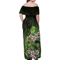 New Zealand Aotearoa Kakapo Family Matching Off Shoulder Maxi Dress and Hawaiian Shirt Maori Pattern With Manuka Galaxy Style LT05 - Polynesian Pride