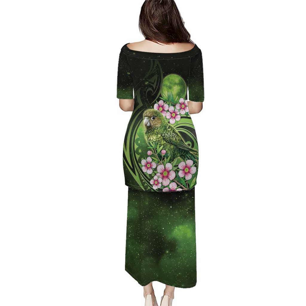 New Zealand Aotearoa Kakapo Family Matching Puletasi and Hawaiian Shirt Maori Pattern With Manuka Galaxy Style LT05 - Polynesian Pride