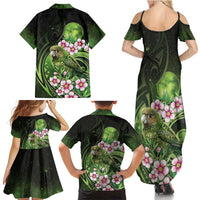 New Zealand Aotearoa Kakapo Family Matching Summer Maxi Dress and Hawaiian Shirt Maori Pattern With Manuka Galaxy Style LT05 - Polynesian Pride