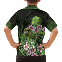 New Zealand Aotearoa Kakapo Family Matching Tank Maxi Dress and Hawaiian Shirt Maori Pattern With Manuka Galaxy Style LT05 - Polynesian Pride