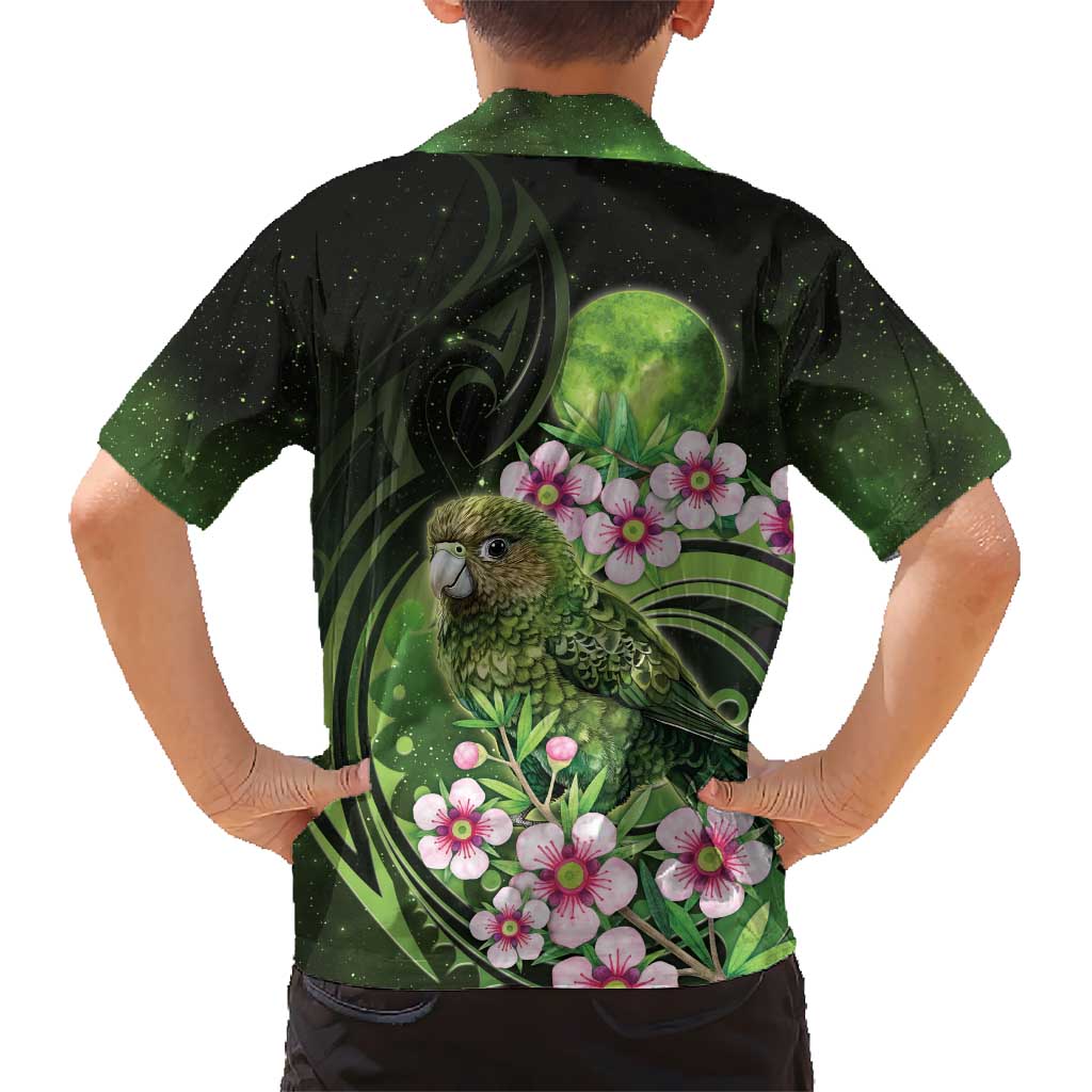 New Zealand Aotearoa Kakapo Hawaiian Shirt Maori Pattern With Manuka Galaxy Style - Polynesian Pride