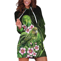 New Zealand Aotearoa Kakapo Hoodie Dress Maori Pattern With Manuka Galaxy Style LT05 Green - Polynesian Pride