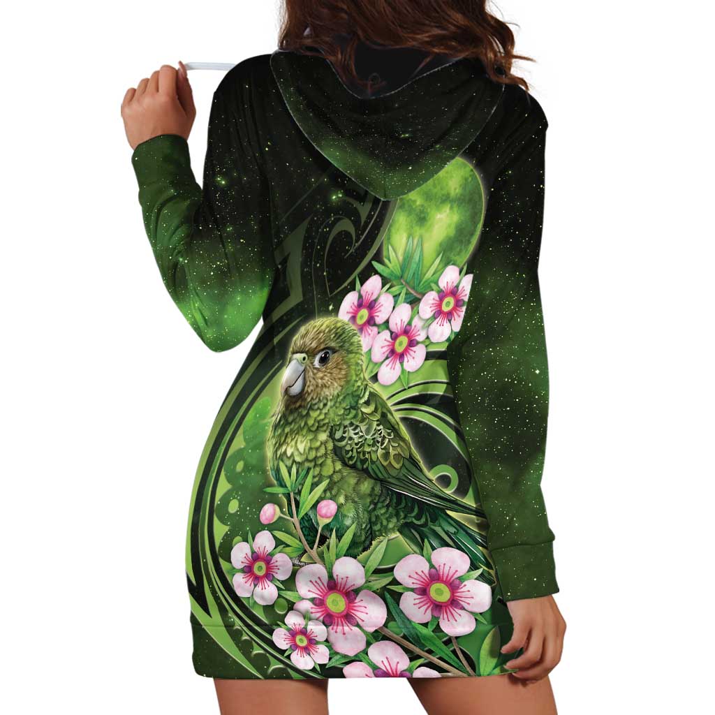 New Zealand Aotearoa Kakapo Hoodie Dress Maori Pattern With Manuka Galaxy Style LT05 - Polynesian Pride