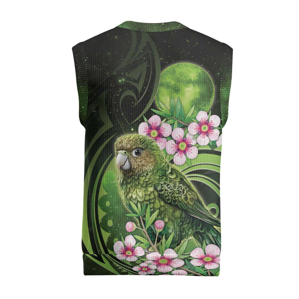 New Zealand Aotearoa Kakapo Christmas Knitted V-Neck Vest Maori Pattern With Manuka Galaxy Style LT05 - Polynesian Pride
