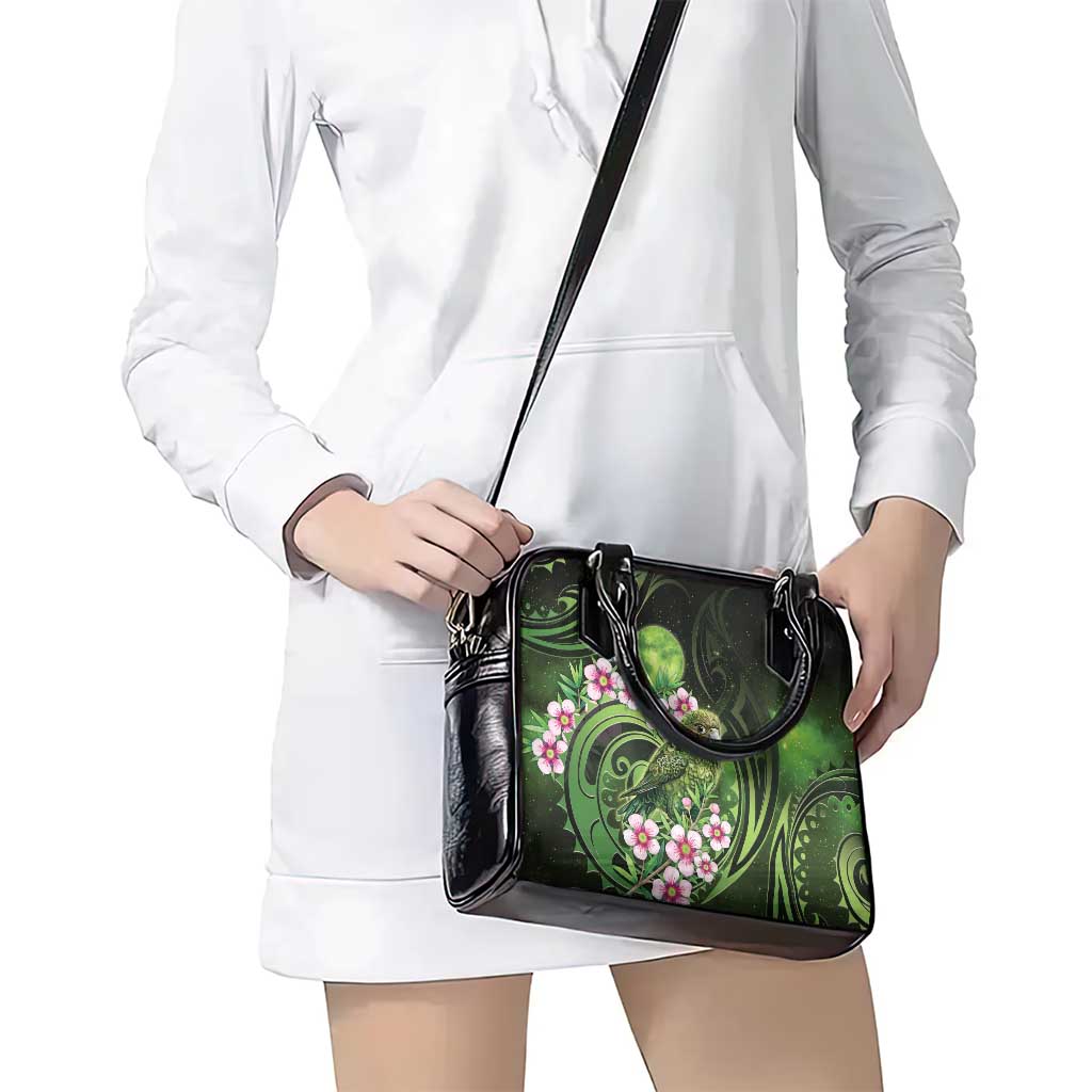 New Zealand Aotearoa Kakapo Shoulder Handbag Maori Pattern With Manuka Galaxy Style - Polynesian Pride