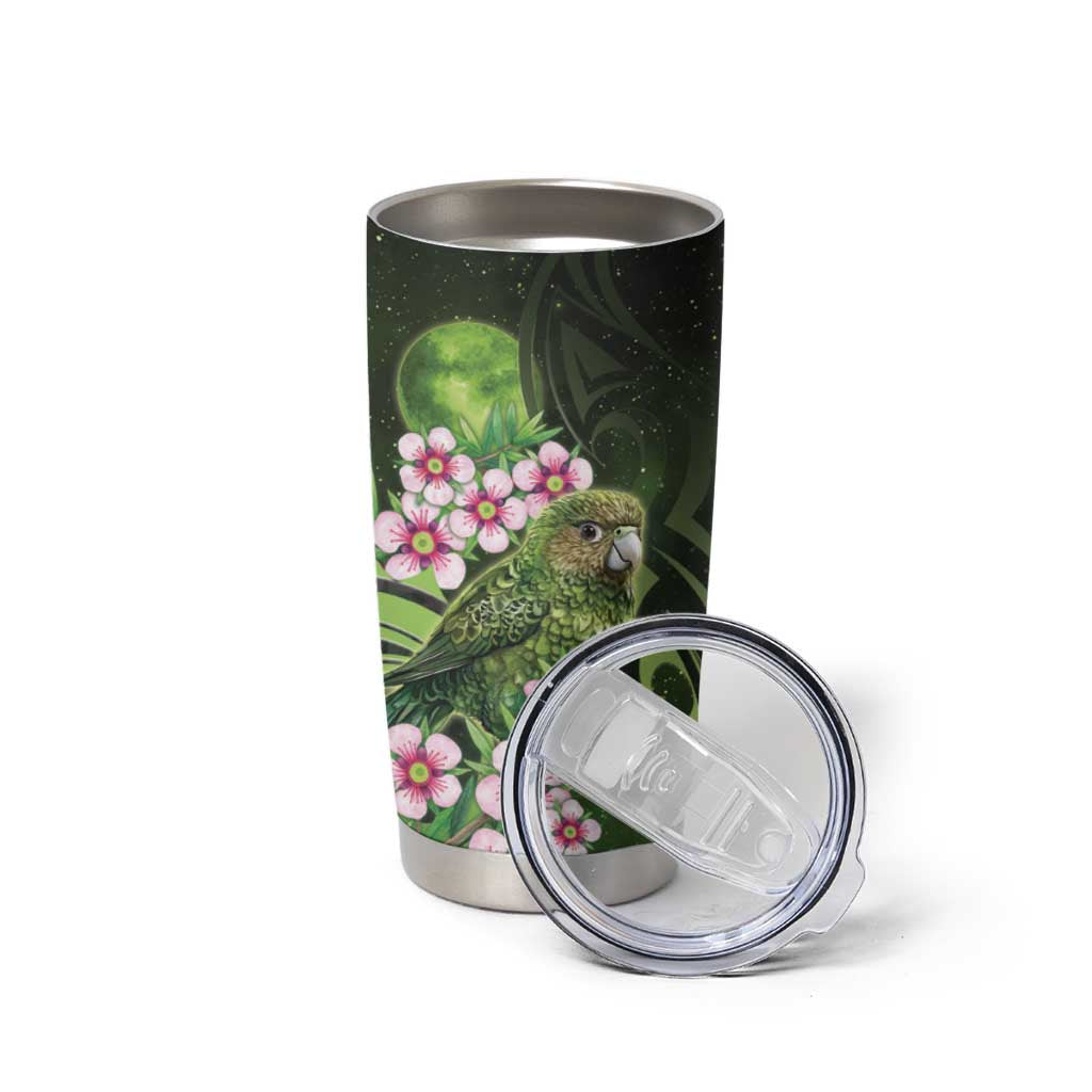 New Zealand Aotearoa Kakapo Tumbler Cup Maori Pattern With Manuka Galaxy Style - Polynesian Pride