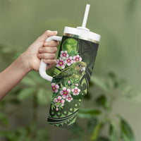 New Zealand Aotearoa Kakapo Tumbler With Handle Maori Pattern With Manuka Galaxy Style LT05 - Polynesian Pride