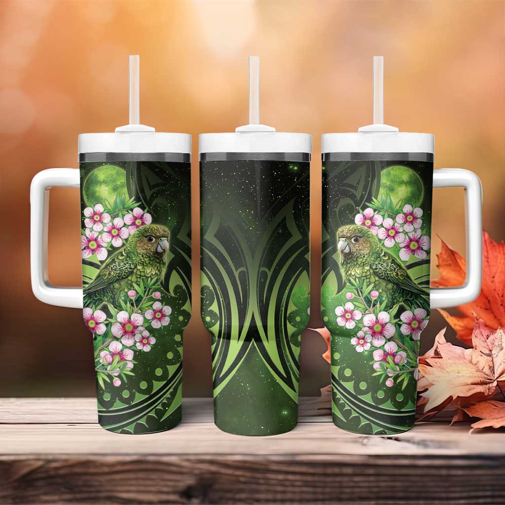 New Zealand Aotearoa Kakapo Tumbler With Handle Maori Pattern With Manuka Galaxy Style LT05 - Polynesian Pride