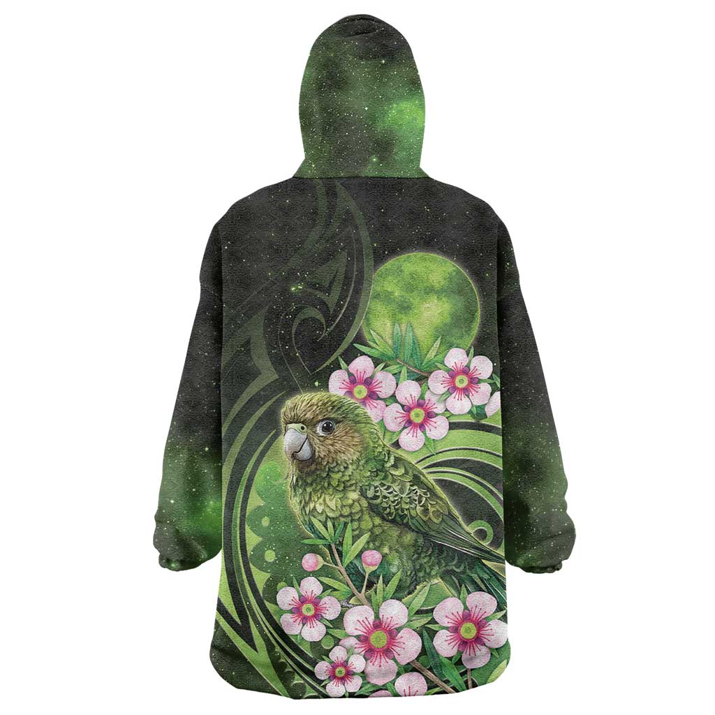 New Zealand Aotearoa Kakapo Wearable Blanket Hoodie Maori Pattern With Manuka Galaxy Style LT05 - Polynesian Pride