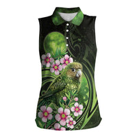New Zealand Aotearoa Kakapo Women Sleeveless Polo Shirt Maori Pattern With Manuka Galaxy Style - Polynesian Pride