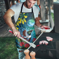 New Zealand Tui Bird Apron Maori Koru With Pohutukawa Galaxy Style - Polynesian Pride