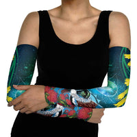 New Zealand Tui Bird Arm Sleeves Maori Koru With Pohutukawa Galaxy Style LT05 - Polynesian Pride