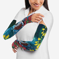 New Zealand Tui Bird Arm Sleeves Maori Koru With Pohutukawa Galaxy Style LT05 - Polynesian Pride
