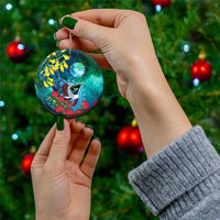 New Zealand Tui Bird Ceramic Ornament Maori Koru With Pohutukawa Galaxy Style - Polynesian Pride