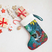 New Zealand Tui Bird Christmas Stocking Maori Koru With Pohutukawa Galaxy Style LT05 - Polynesian Pride