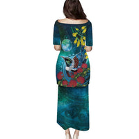 New Zealand Tui Bird Family Matching Puletasi and Hawaiian Shirt Maori Koru With Pohutukawa Galaxy Style LT05 - Polynesian Pride