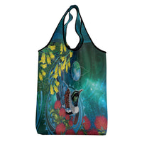 New Zealand Tui Bird Grocery Bag Maori Koru With Pohutukawa Galaxy Style LT05 - Polynesian Pride