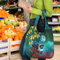 New Zealand Tui Bird Grocery Bag Maori Koru With Pohutukawa Galaxy Style LT05 - Polynesian Pride